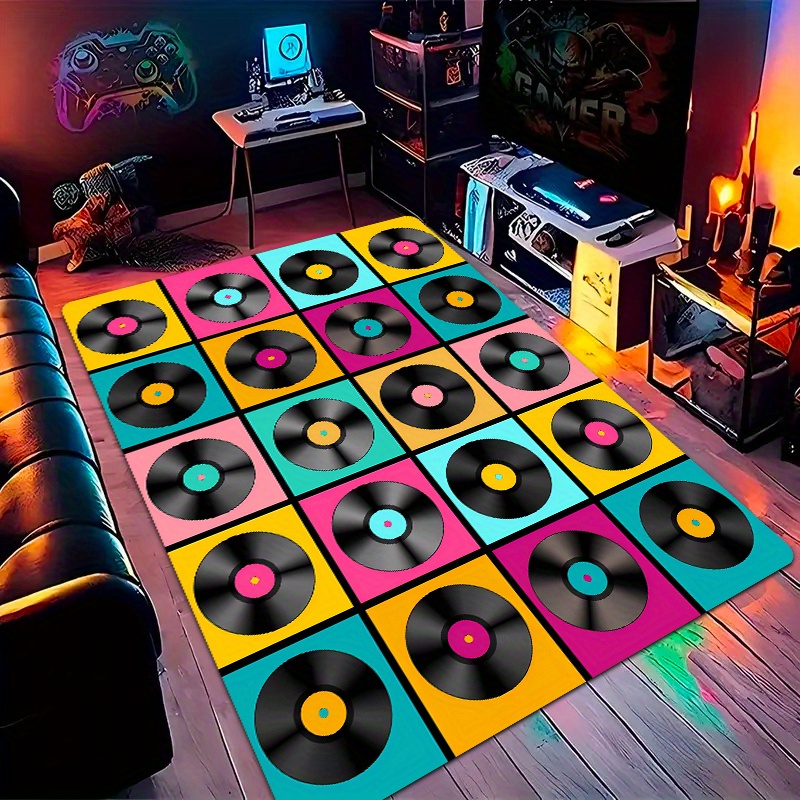 Retro Gaming Lounge - Retro Vinil Plak Halısı Pop Art