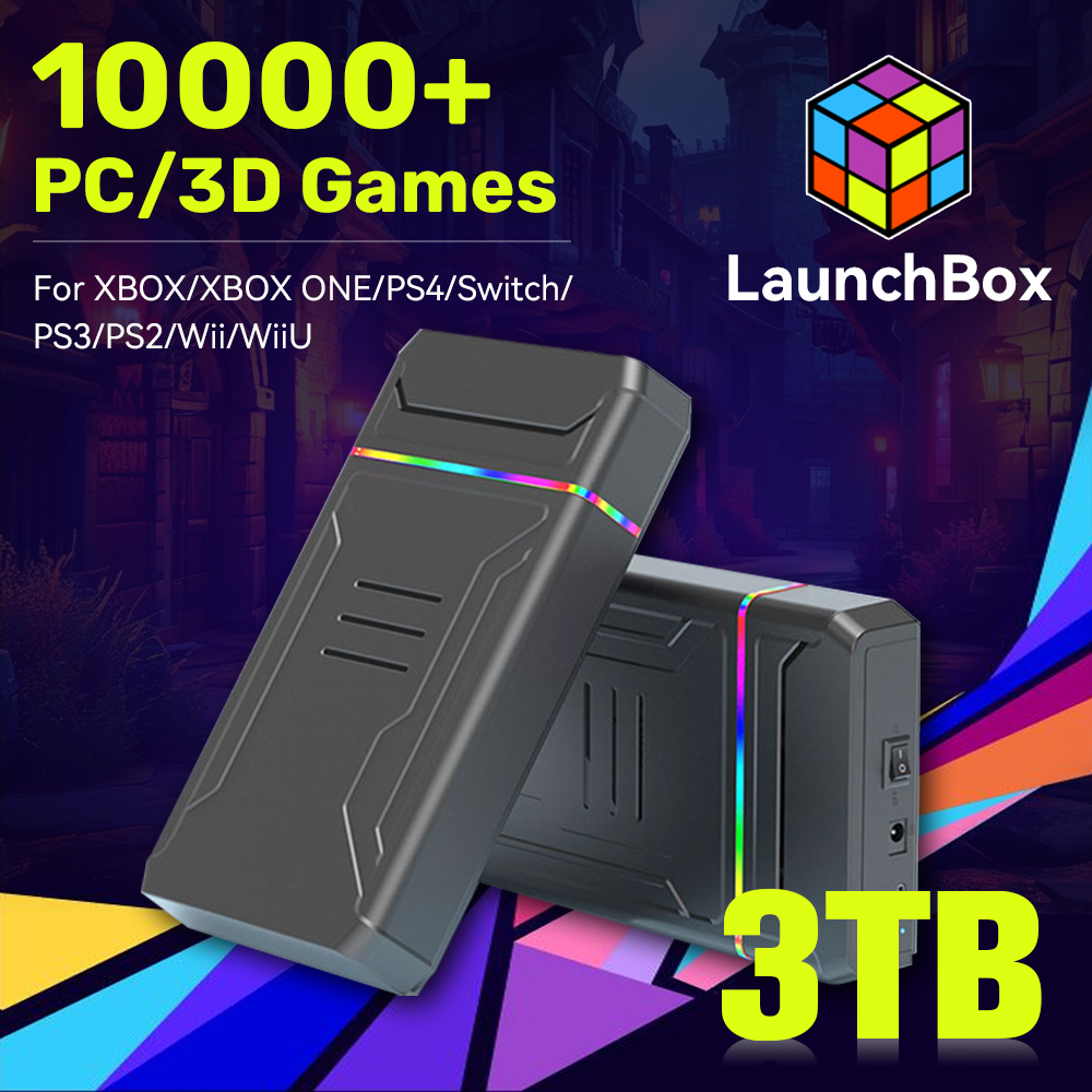 Retro Gaming Emulator Console - JMachen Launchbox XBOX/PS4/Switch/PS3/PS2/PS1/Wii/WiiU için 3TB Oyun